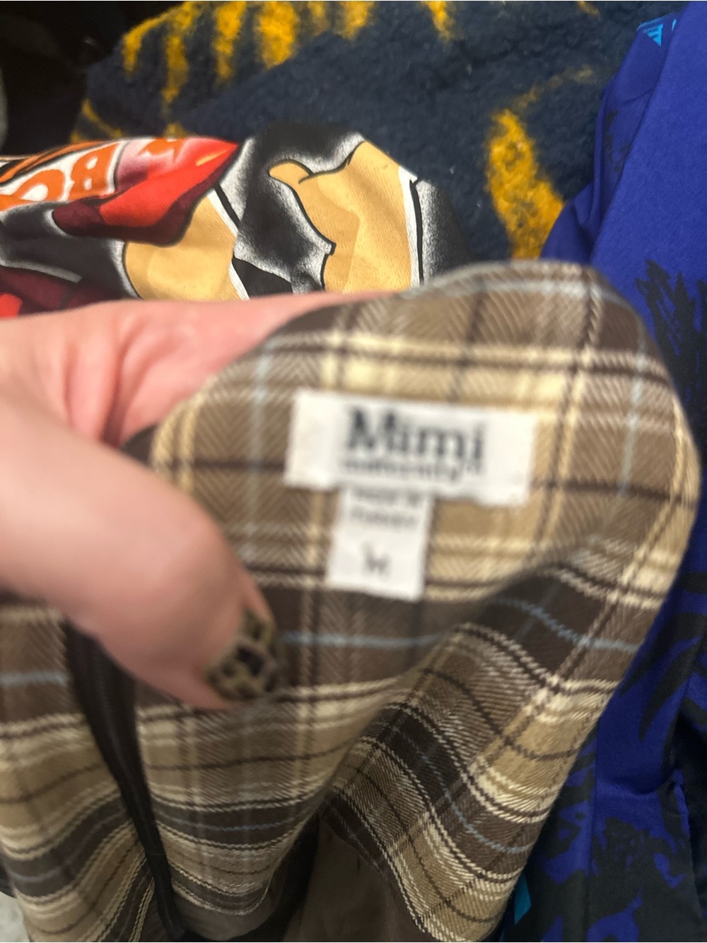 Mimi Maternity Plaid Sleeveless Shift Dress in Tan and Black vintage 90s fall - Picture 3 of 3